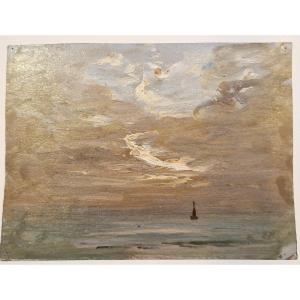 Georges Ricard-cordingley 1873-1939  Boulogne Sur Mer Etude De Ciel  Huile Sur Papier