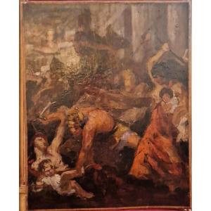French School 19th Century The Massacre Of The Innocents Oil On Canvas