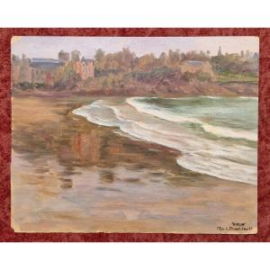 Charles Wislin 1852-1922 The Beach Of Dinard Oil On Paper