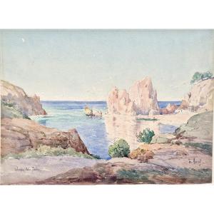 Emile Appay 1876-1935 Calanque Près De Toulon Aquarelle