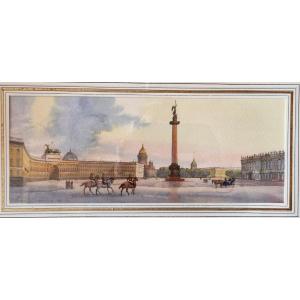 St Petersburg Admiralty Square Watercolor Early 20th Century