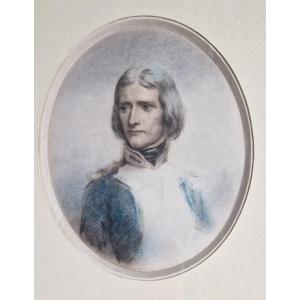 Jean Baptiste Isabey 1767-1855 (entourage De) Bonaparte Capitaine d'artillerie Aquarelle