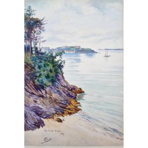Louis Ponsin 1877-1945 Dinard La Vicomté Aquarelle