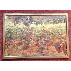 Georges Marie Julien Girardot 1856-1914 Les vendanges Huile sur panneau 