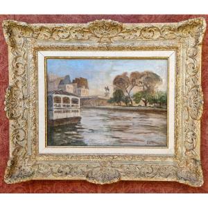 Abel Truchet 1857-1918 Paris le square du Vert-Galant Huile sur toile