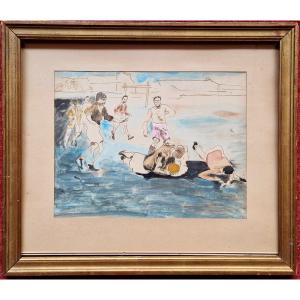 Max Jacob 1876-1944 Le match de rugby Plume et gouache