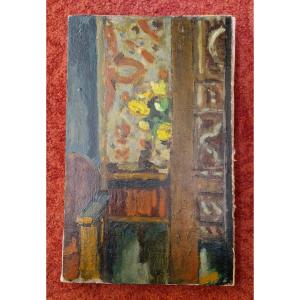 Robert Simon 1888-1961 Coin d'atelier Huile carton marouflée sur toile