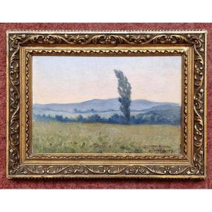 Alphonse Osbert 1857-1939 Peuplier sous le vent Huile sur carton