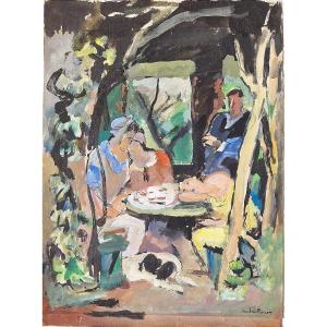 André Planson 1898–1981 *café Under The Pergola* Gouache