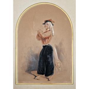 Paul Gavarni 1804–1866 Dancer Watercolor And Gouache