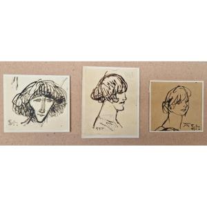 Théophile Alexandre Steinlen 1859-1923 Femmes Trois dessins à la pointe de roseau