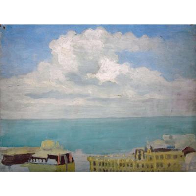 Jean Dugrenot 1894-1969 Vue De Biarritz