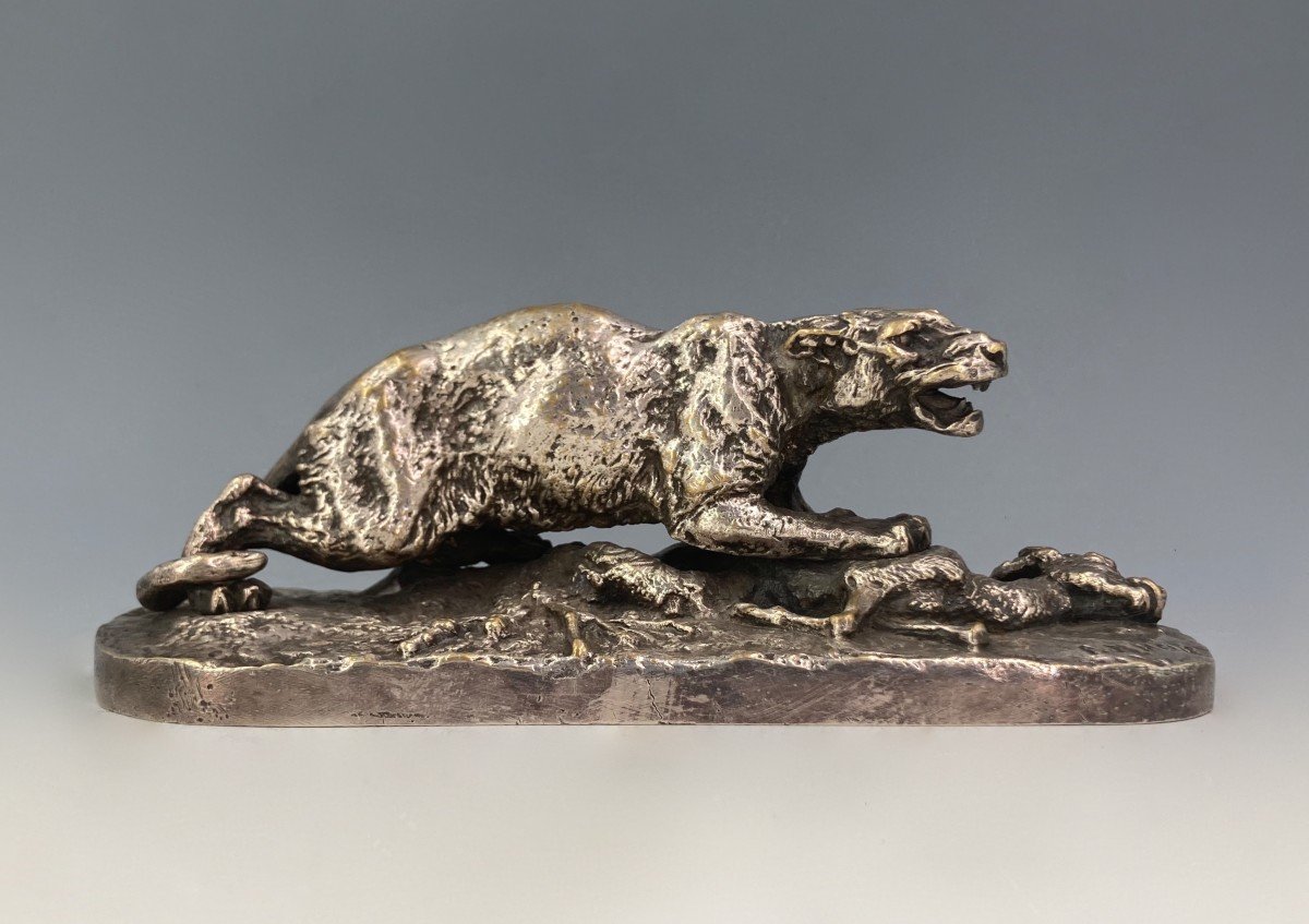 Panthère de Constantine et gazelle - Bronze de Pierre-jules Mêne (1810 - 1879)