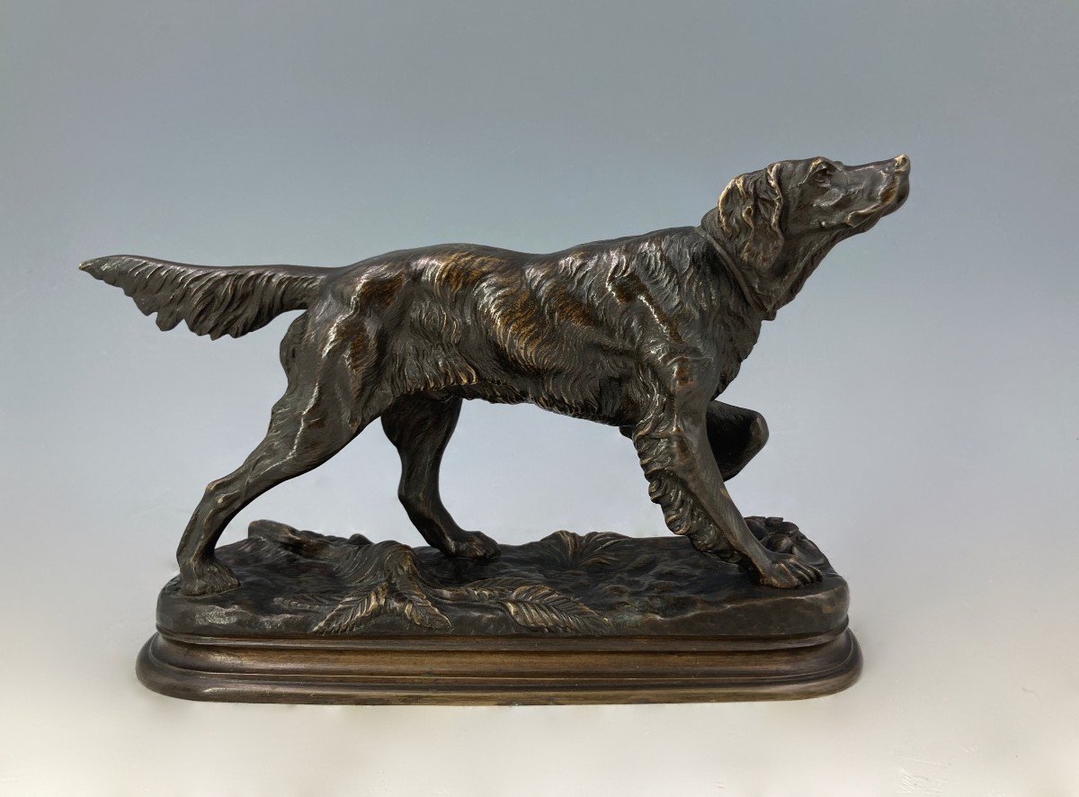 Chien à l'arrêt - Bronze de Jules Moigniez (1835 - 1894)