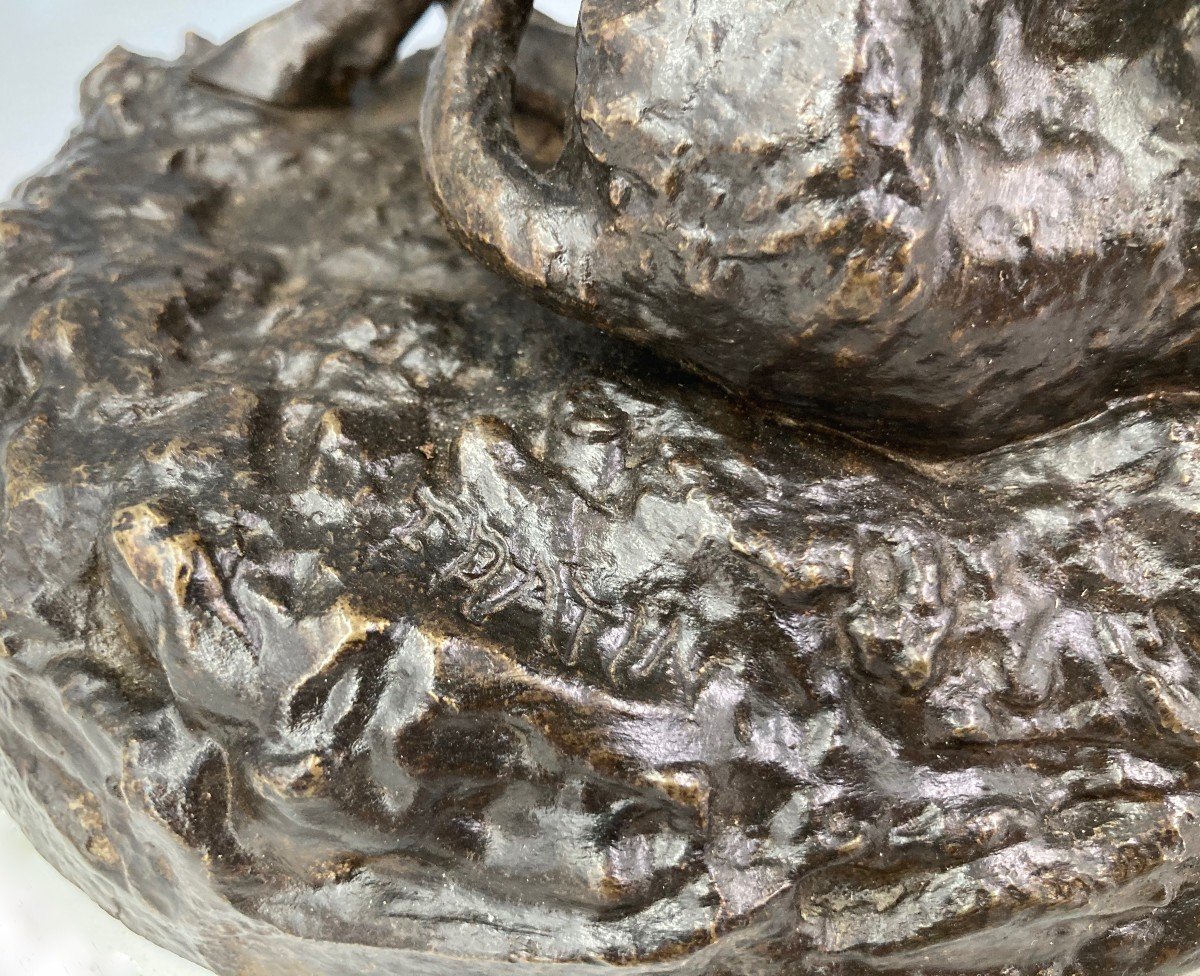 Cerf attaqué par trois chiens - Bronze de Christophe Fratin (1801 - 1864)-photo-4