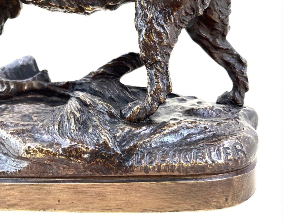 Chien griffon - Bronze de Prosper Lecourtier (1851 - 1925)-photo-1