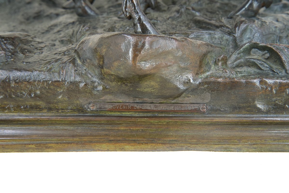 Stag And Doe - Bronze By Alfred Dubucand (1828 - 1894)-photo-5
