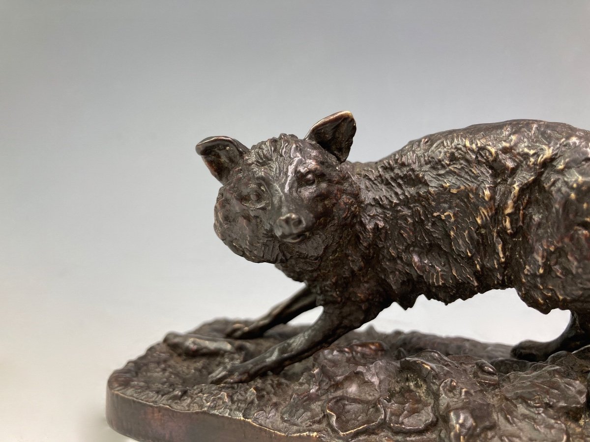 Fox At The Fence - Bronze By Pierre-jules Mêne (1810 - 1879)-photo-2