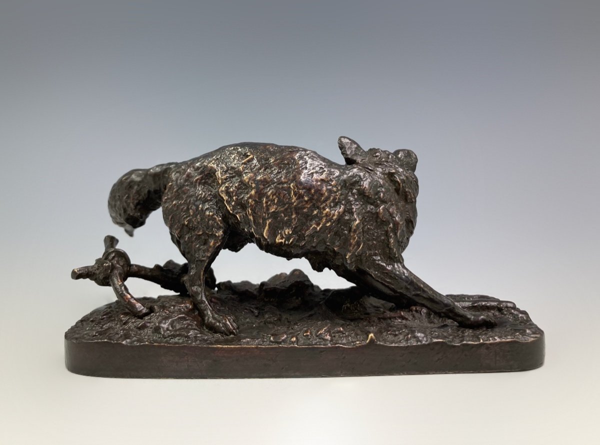 Fox At The Fence - Bronze By Pierre-jules Mêne (1810 - 1879)-photo-3