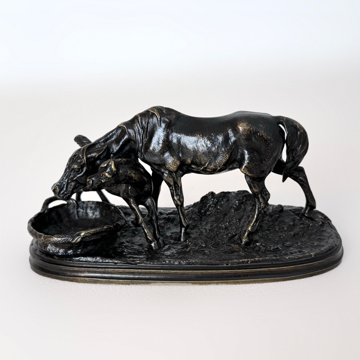 Arabian Mare And Her Foal N°3 - Bronze By Pierre-jules Mêne (1810 - 1879)