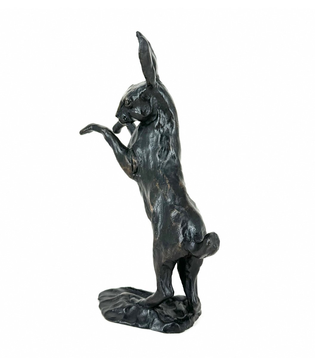 Lièvre dressé - Bronze de José Maria David (1944 - 2015)-photo-3