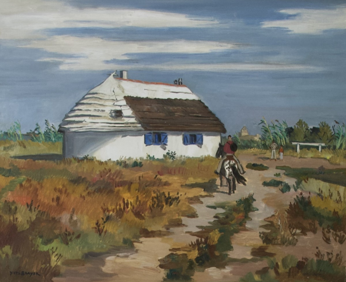 La cabane du peintre en Camargue - Huile sur toile d'Yves Brayer (1907 - 1990)