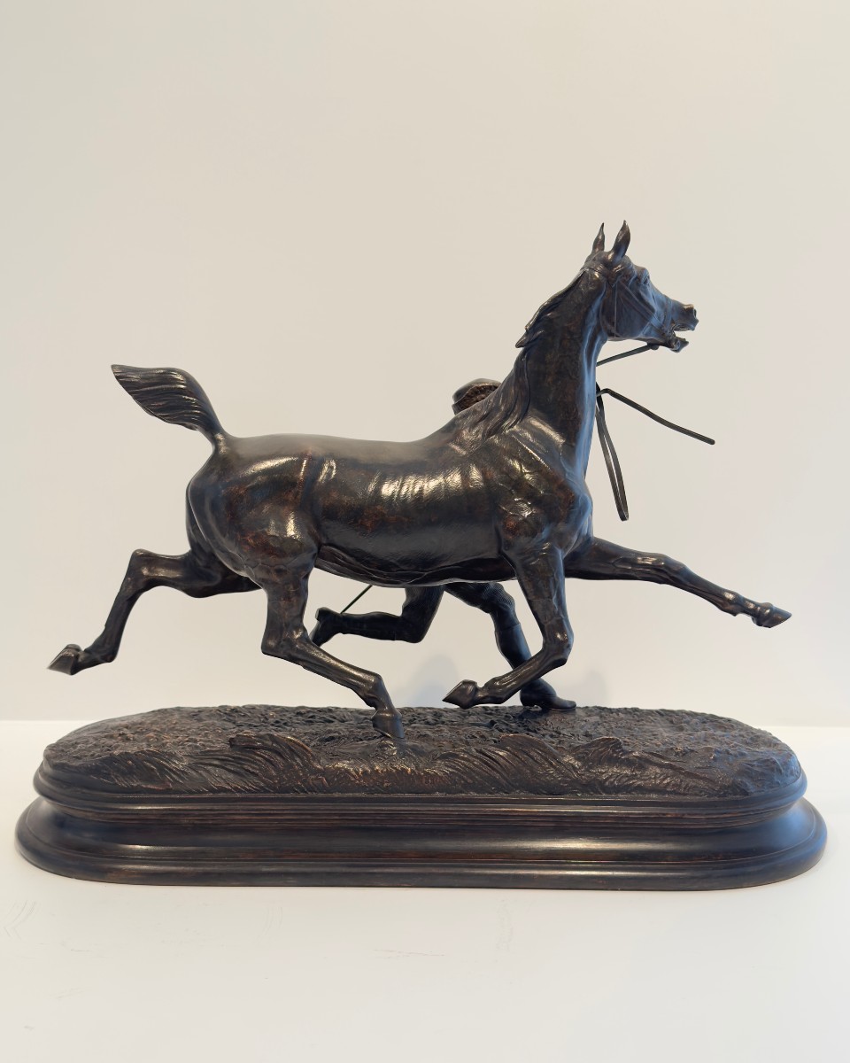 Horse In Training With Its Lad - Bronze By Arthur Du Passage (1838 - 1909)-photo-2