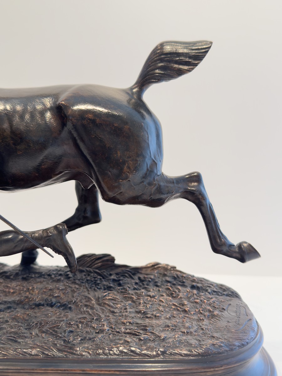 Horse In Training With Its Lad - Bronze By Arthur Du Passage (1838 - 1909)-photo-4
