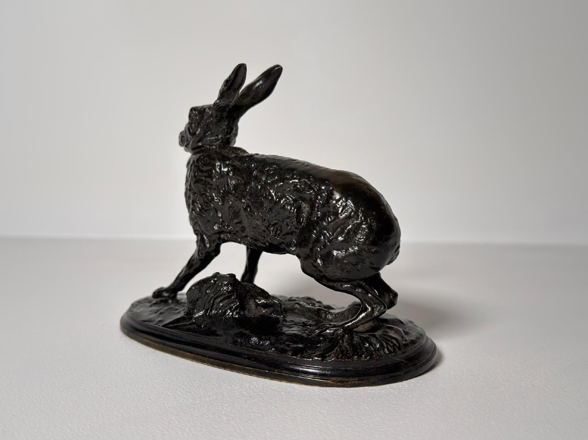Resting Hare - Bronze By Pierre-jules Mêne-photo-3