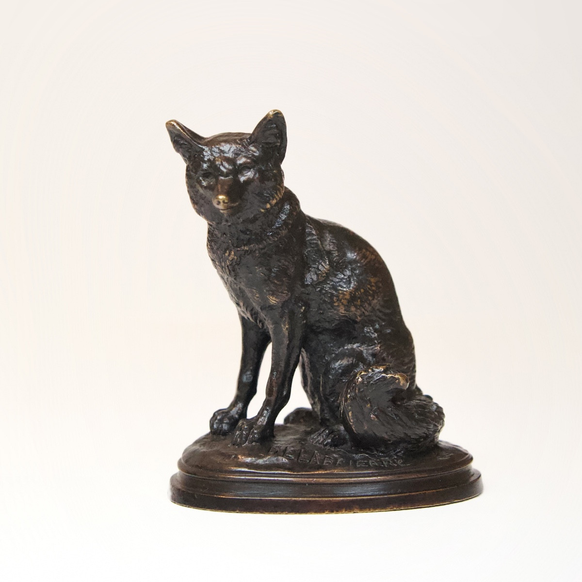 Renard assis- Bronze de Edouard Delabrièrre (1829 - 1912)