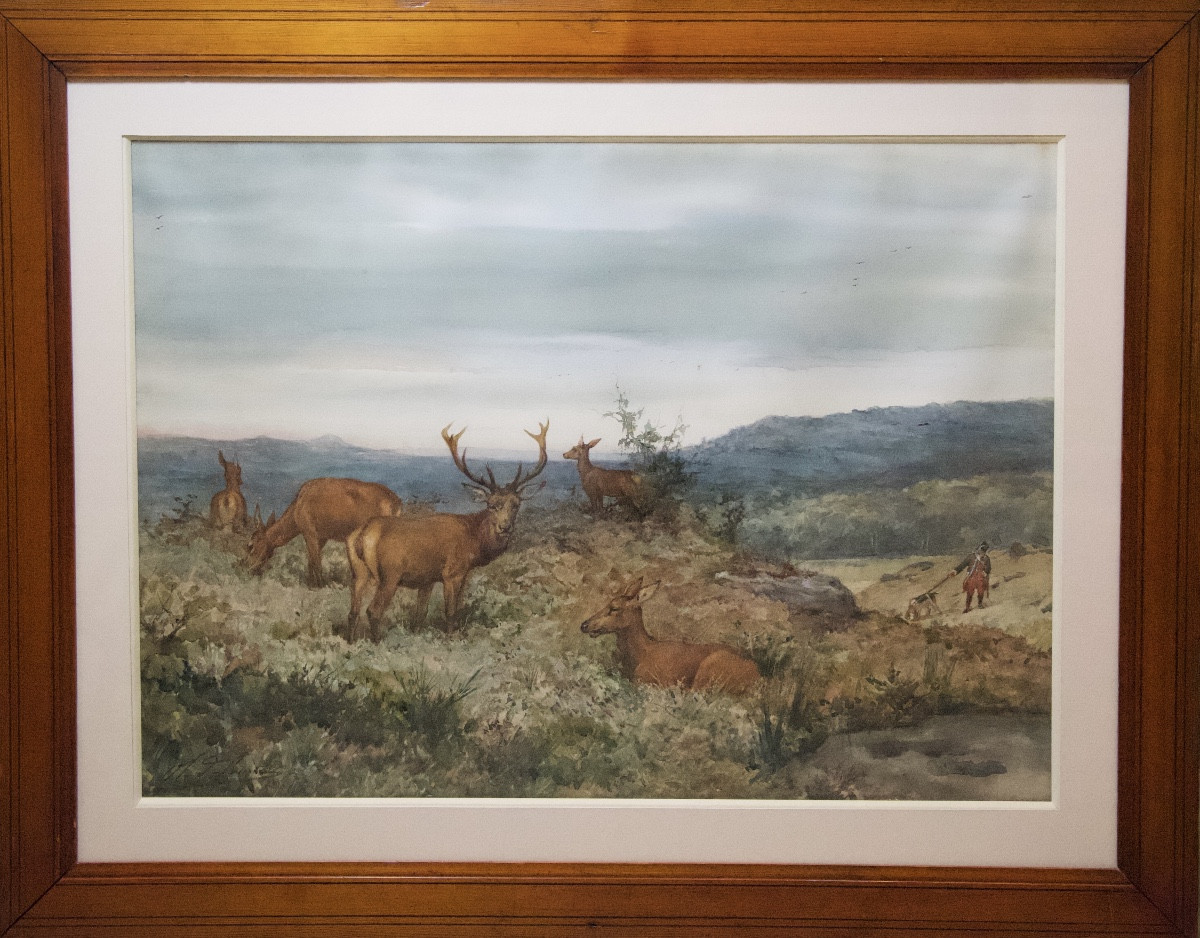 The Imperial Huntsman's Valet In The Woods - Watercolor By Charles-olivier De Penne-photo-2