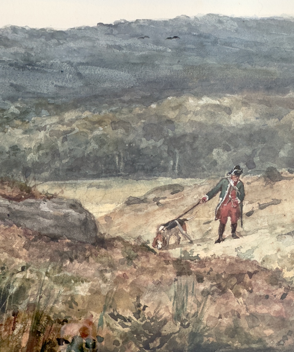 The Imperial Huntsman's Valet In The Woods - Watercolor By Charles-olivier De Penne-photo-4