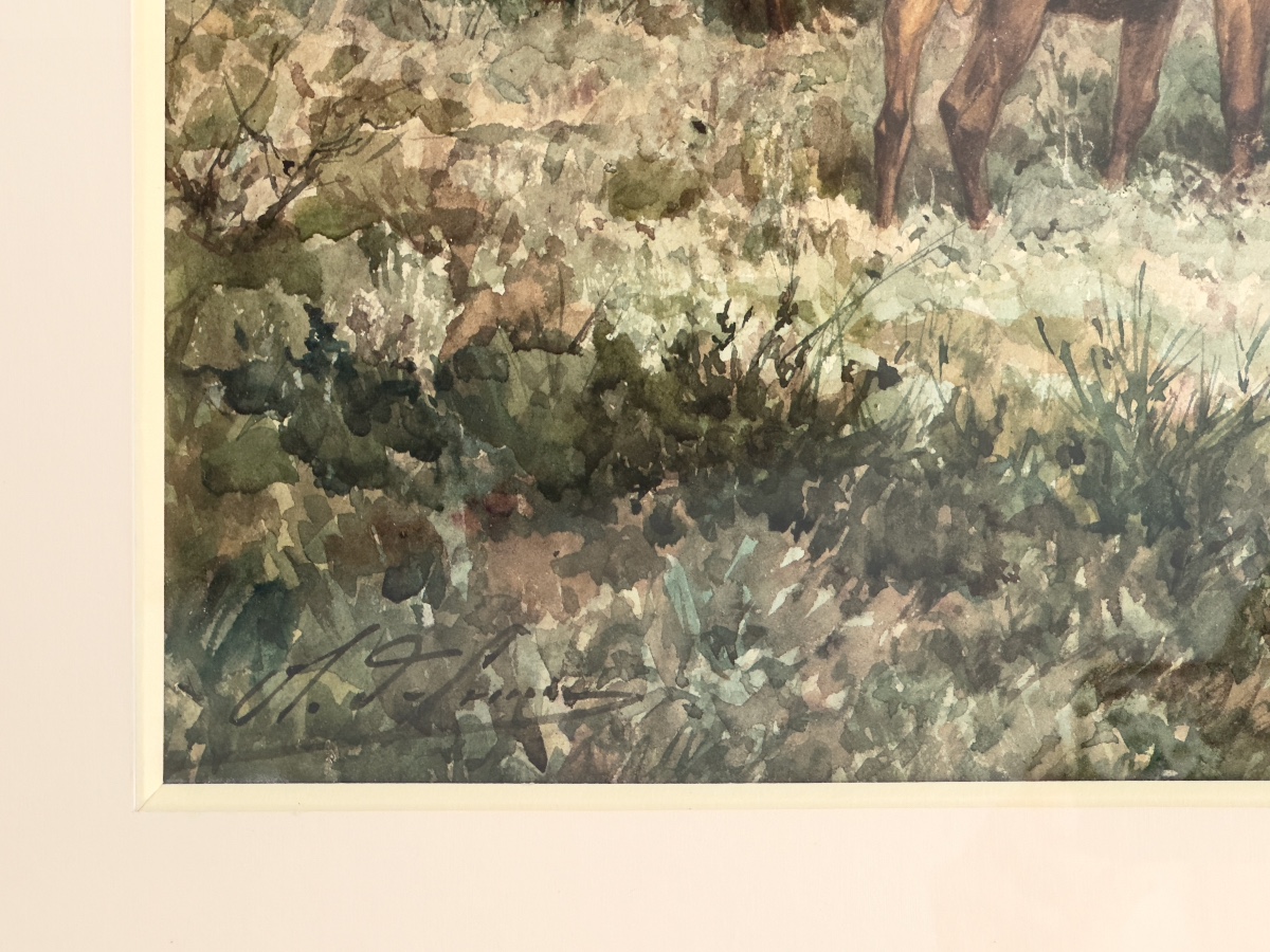 The Imperial Huntsman's Valet In The Woods - Watercolor By Charles-olivier De Penne-photo-1