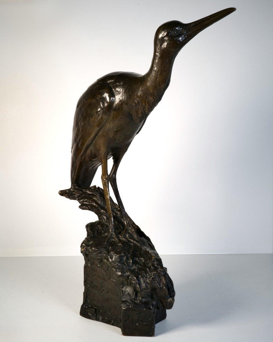 The Heron (wader) - Bronze By Maximilien Fiot (1886-1953)