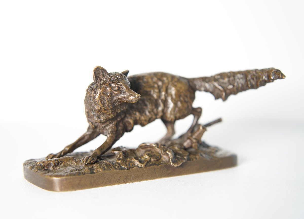 Fox At The Gate - Bronze Sculpture By Pierre-jules Mêne (1810–1879)-photo-2