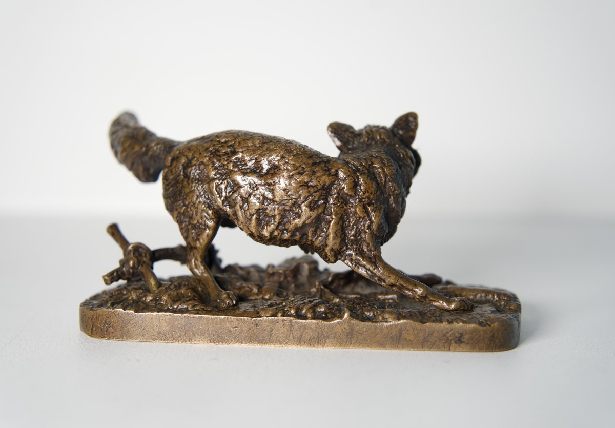 Fox At The Gate - Bronze Sculpture By Pierre-jules Mêne (1810–1879)-photo-3