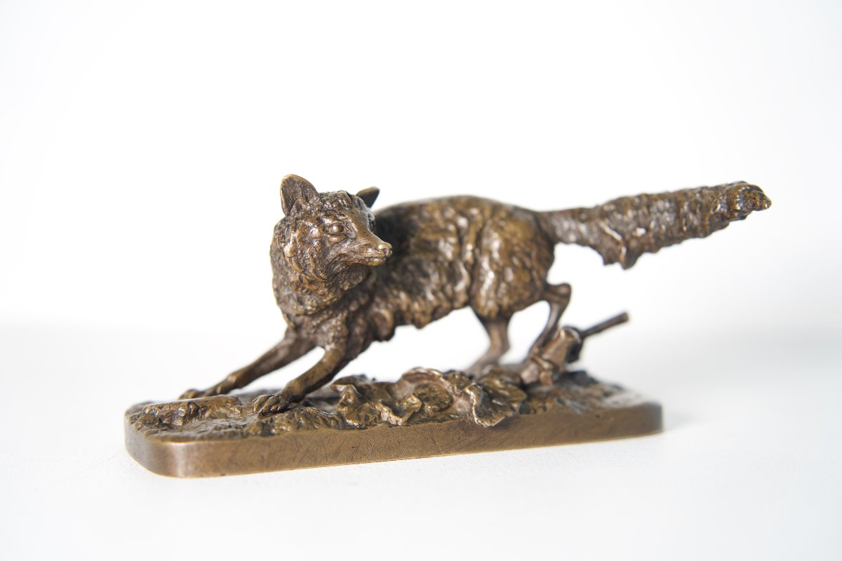 Fox At The Gate - Bronze Sculpture By Pierre-jules Mêne (1810–1879)-photo-1