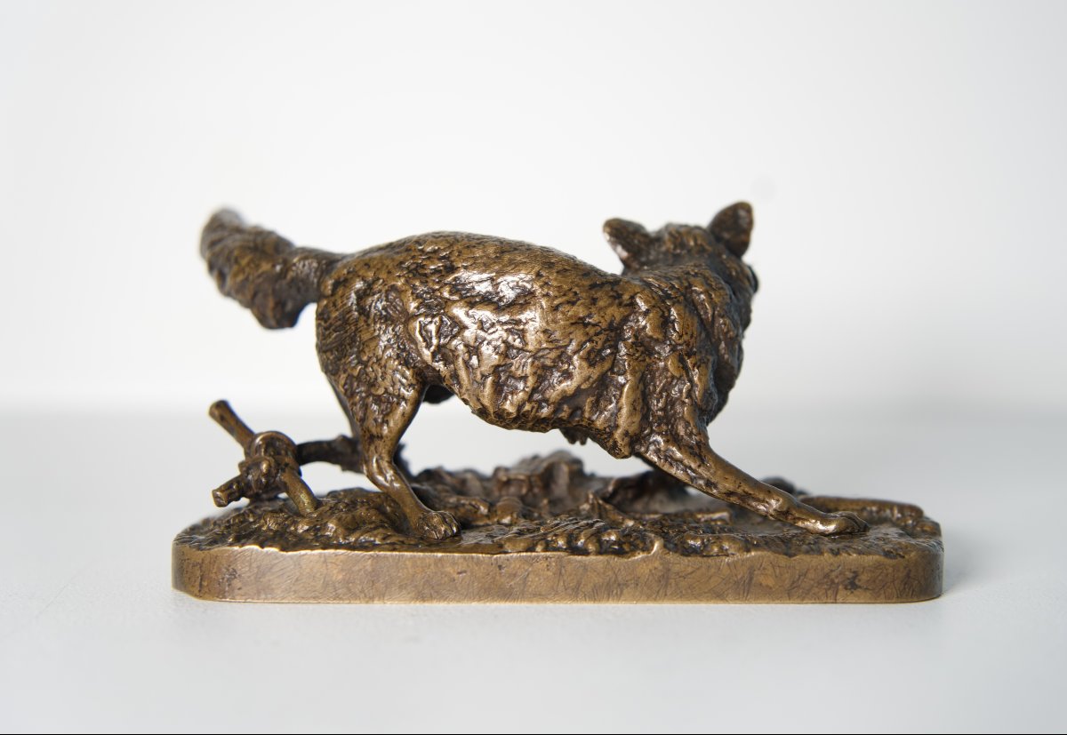 Fox At The Gate - Bronze Sculpture By Pierre-jules Mêne (1810–1879)-photo-2