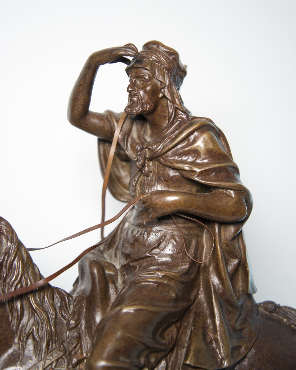 Arabian Horseman - Orientalist Bronze Sculpture Based On A Work By Ferdinand Pautrot (1832–1874)-photo-4