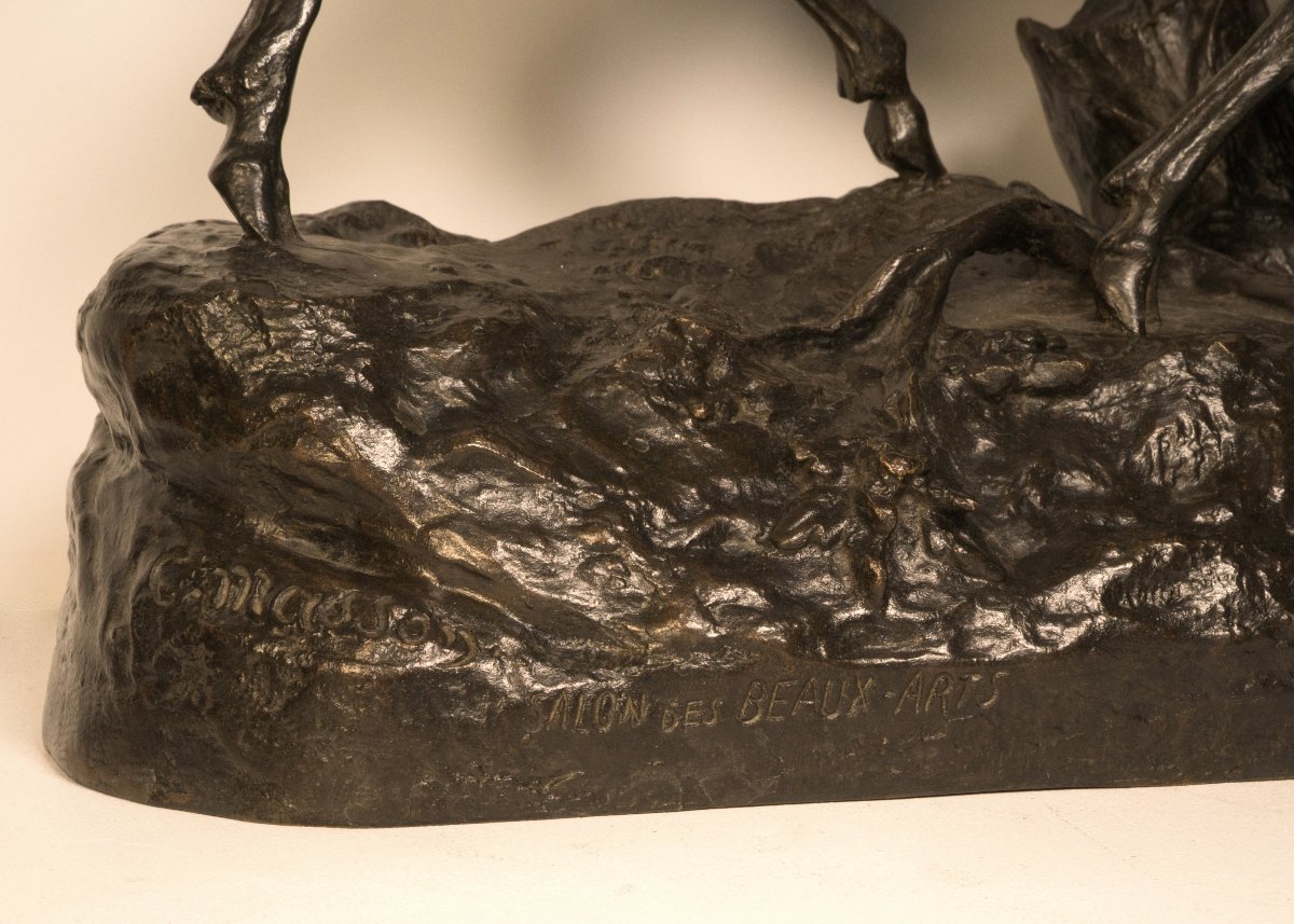 Combat de cerfs - Sculpture en bronze de Clovis-Edmond Masson (1838-1913)-photo-2