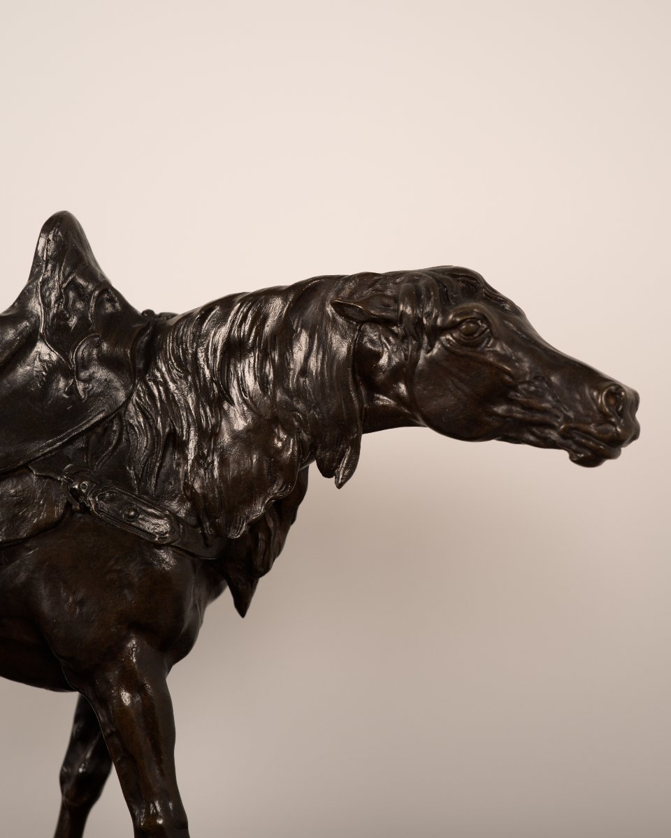 Cheval de Spahi au piquet - Sculpture en bronze de Pierre-Jules Mêne (1810-1879)-photo-1