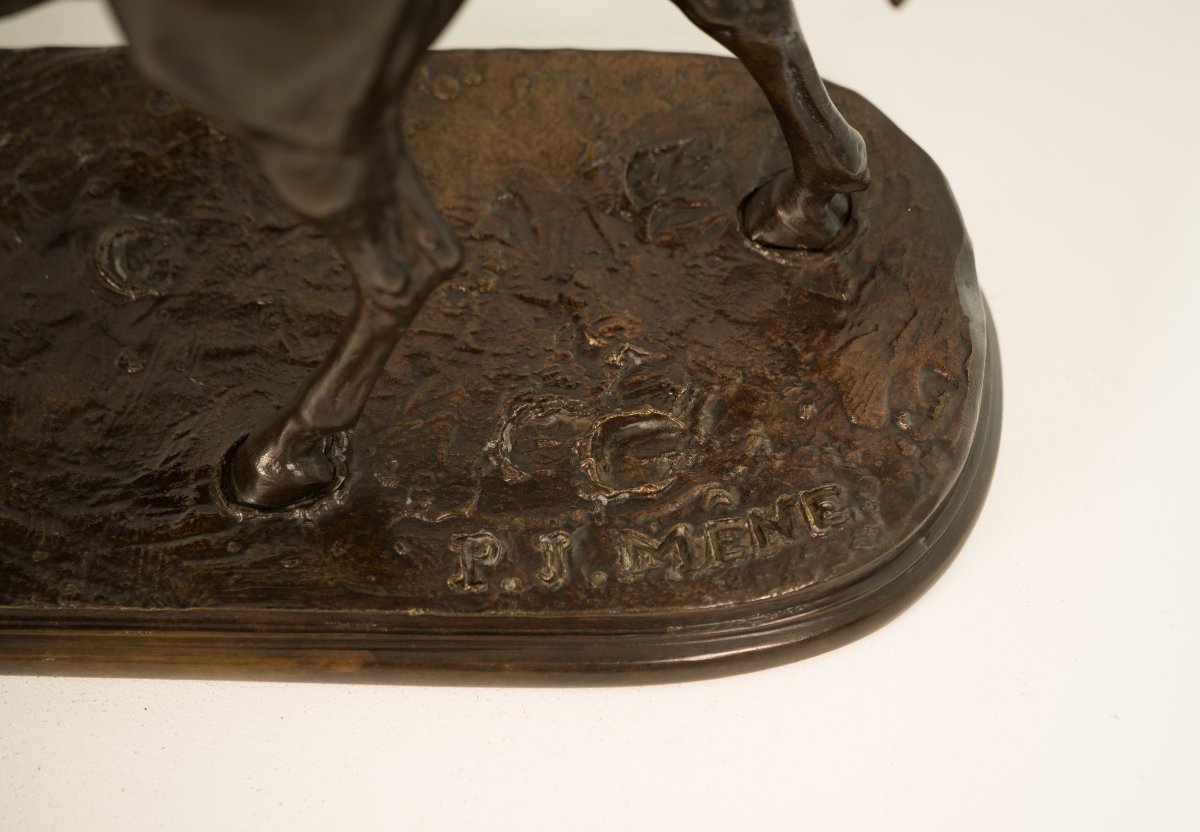 Cheval de Spahi au piquet - Sculpture en bronze de Pierre-Jules Mêne (1810-1879)-photo-2
