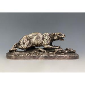 Panther Of Constantine And Gazelle - Bronze By Pierre-jules Mêne (1810 - 1879)