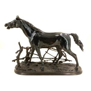 Cheval à la barrière n°1 (Djinn) - Bronze de Pierre-jules Mêne (1810 - 1879)