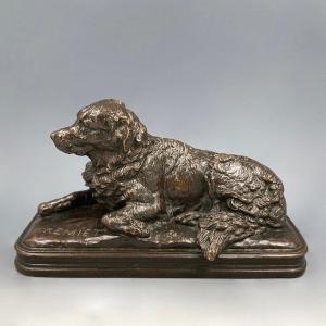 Lying Newfoundland Dog - Bronze By Emmanuel Frémiet (1824 -1910)