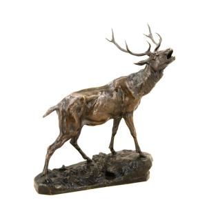 Cerf bramant - Bronze de Charles Valton (1851 - 1918)