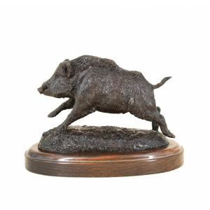 Running Wild Boar - Bronze By Josechu Lalanda (1939 - 2015)