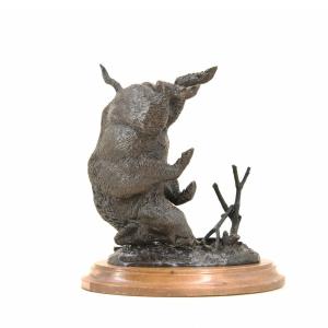 Sanglier qui boule - Bronze de Josechu Lalanda (1939 - 2015)