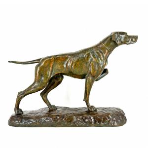 Pointer à l'arrêt - Bronze de Léon Riché (1877 - 1949)