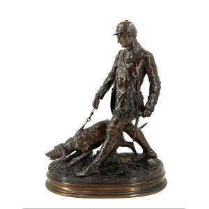 Valet de limier - Bronze de Pierre-jules Mêne (1810 - 1879)
